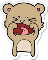 sticker of a angry cartoon bear vector