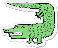 sticker of a cartoon crocodile vector