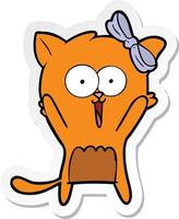 sticker of a cartoon cat vector