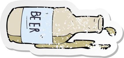 retro distressed sticker of a cartoon spilled beer vector