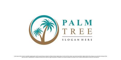 Palm tree icon summer logo design illustration with creative modern concept Premium Vector