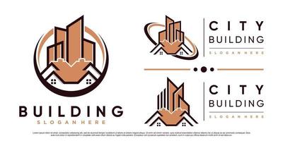 Set of abstract building architecture logo design with creative element Premium Vector