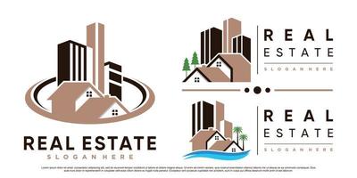Set collection of real estate building logo design inspiration with modern concept Premium Vector