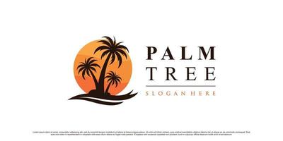 Palm tree icon logo design inspiration with sun and creative modern concept Premium Vector