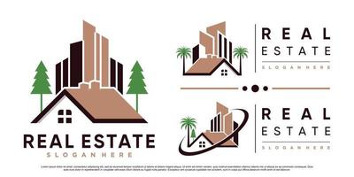 Set collection of real estate building logo design inspiration with modern concept Premium Vector