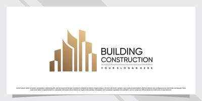 Building logo design for business construction with creative concept Premium Vector