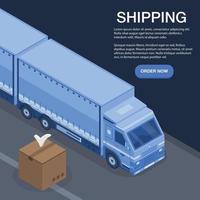 Fast truck shipping concept background, isometric style vector