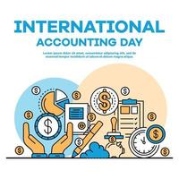 Global accounting day banner, outline style vector