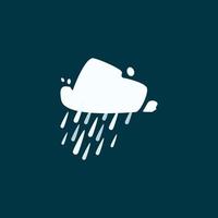 diseño plano que muestra gotas de lluvia provenientes de las nubes. objetos aislados. icono del tiempo de dibujos animados lloviendo. activo para animación, diseño web, aplicaciones móviles y más. vector