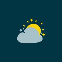 Mixed Weather, Sun With Clouds Hand Drawn Icon. Flat Design Sunny With Clouds Cartoon Illustration, Isolate Object. Asset for Animation, Design, Apps and more. vector