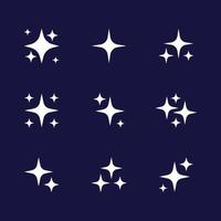 Vector Sparkle Collection. Set of Stars, Sparkles, Magic And Groovy Elements For Decoration. Shiny Twinkles on Dark Background.
