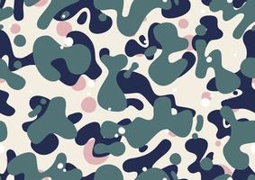 Cartoon sakura camo design in olive, blue and pink colors, fashion texture, streetwear graphics. Spring camouflage seamless pattern, editable eps vector