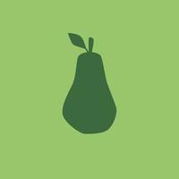 Pear Contour Isolated on Green Background, Simple Drawing. Green Pear Fruit Silhouette in Flat Design Style. Fruit Icon. vector