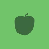 Green Apple Fruit Silhouette in Flat Design Style. Fruit Icon. Apple Contour Isolated on Green Background, Simple Drawing. vector