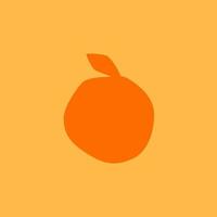 Fresh Orange Fruit Silhouette in Flat Design Style. Outline Icon. Orange Contour Isolated on Orange Background, Simple Drawing.