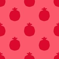 Red Pomegranate Seamless Pattern, in Flat Design Style. Hand Drawn Pomegranate Fruits on Red Background, Simple Repeating Design. Summer Illustration vector