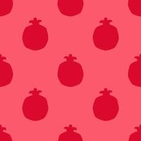 Red Pomegranate Seamless Pattern, in Flat Design Style. Hand Drawn Pomegranate Fruits on Red Background, Simple Repeating Design. Summer Illustration vector