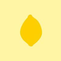 Cartoon Lemon Fruit Contour Isolated on Yellow Background, Simple Drawing. Fresh Lemon Silhouette in Flat Design Style. Outline Summer Fruit Icon. vector