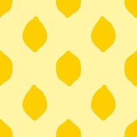 Yellow Lemon Seamless Pattern, in Flat Design Style. Hand Drawn Lemon Fruits on Bright Yellow Background, Simple Repeating Design. Summer Illustration vector