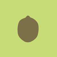 fruta de kiwi de dibujos animados aislada en el fondo de menta, dibujo simple. silueta de kiwi tropical fresco en estilo de diseño plano. icono de contorno de fruta de verano. vector