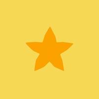 contorno de fruta de estrella de dibujos animados aislado sobre fondo amarillo, dibujo simple. silueta de fruta de estrella tropical fresca en estilo de diseño plano. icono de fruta de verano. vector