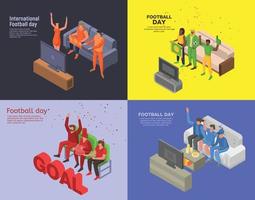 Soccer day banner set, isometric style vector
