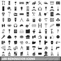 100 renovation icons set in simple style vector