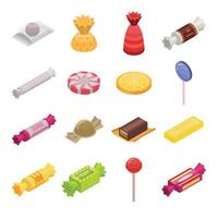Sugar candy icon set, isometric style vector