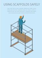 Using scaffolds safely concept background, isometric style vector