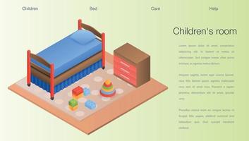 Childrens room concept background, isometric style vector