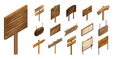 Signpost icon set, isometric style vector