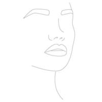 Abstract female face in one line. vector