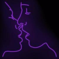 Linear neon abstract face. Abstract art vector