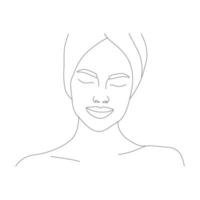 Abstract female face in one line. vector