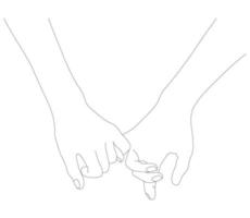 Palms in one line. Holding hands. vector