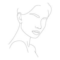 Abstract female face in one line. vector