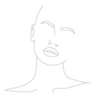 Abstract female face in one line. vector