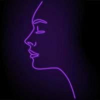 Linear neon abstract face. Abstract art vector