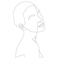 Abstract female face in one line. vector