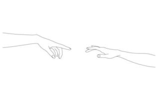 Palms in one line. Holding hands. vector