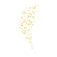 Gold bubbles stream. Fizzy carbonated drink texture. Glossy balls of collagen, serum, jojoba cosmetic oil, vitamin A or E, omega fatty acids vector