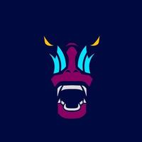 Baboon mandrill monkey logo line pop art potrait colorful design with dark background. Abstract vector illustration.