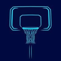 logotipo de arte pop del anillo de baloncesto. diseño deportivo colorido con fondo oscuro. ilustración vectorial abstracta. fondo negro aislado para camiseta, afiche, ropa, merchandising, ropa, diseño de placa vector