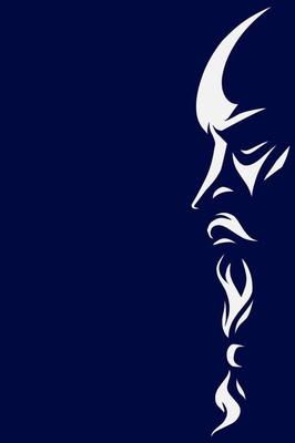 Old man bearded line art logo. Colorful design with dark background. Abstract vector illustration. Isolated with navy background for t-shirt, poster, clothing, merch, apparel.