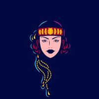 Batak people woman Pop Art logo. Colorful toba asian ethnic wedding dress design with dark background. Vector illustration. Isolated dark background for t-shirt, poster, clothing, merch, apparel