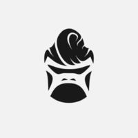 Pompadour gorilla monkey minimalist logo. Simple negative space vector design. Isolated with soft background.