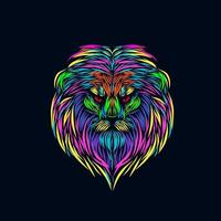 Lion King of the Jungle Head Face Silhouette Line Pop Art Potrait Logo Colorful Design with Dark Background vector