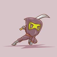 Cute ninja character illustration. Simple animal vector design. Isolated with soft background.