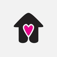 Love house minimalist logo. Simple negative space vector design. Isolated with soft background.