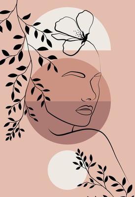 Abstract female face in one line.